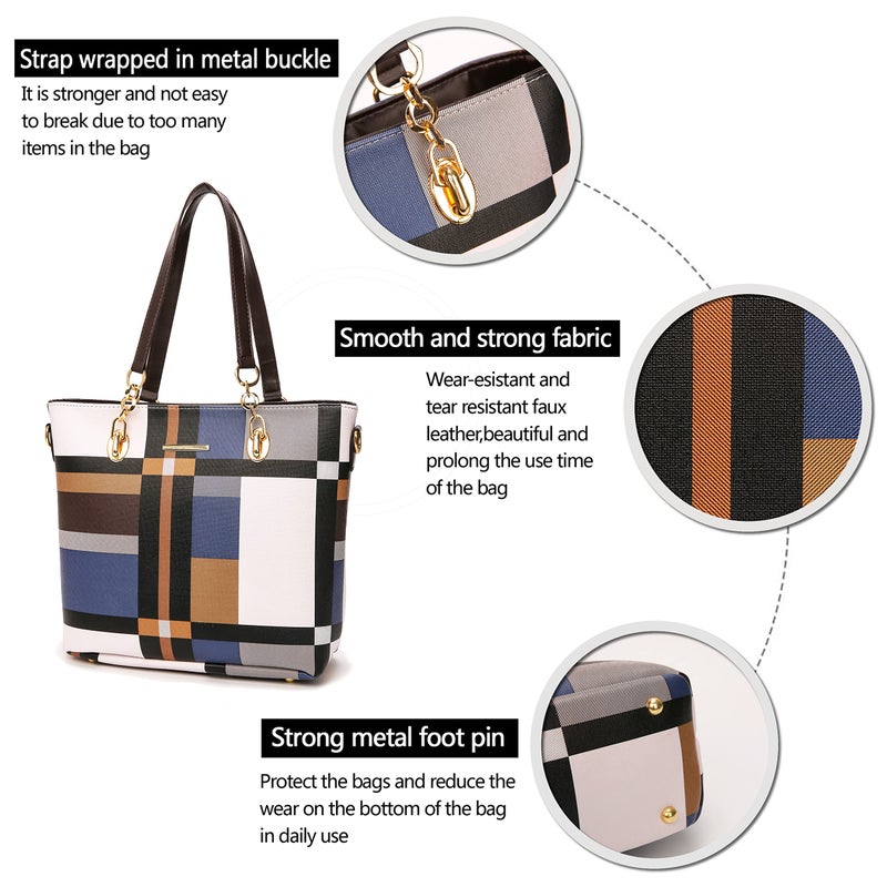 2E-youth Designer Purses and Handbags for Women Satchel Shoulder Bag Tote Top Handle Bag (gezi6-blue) - Image 5